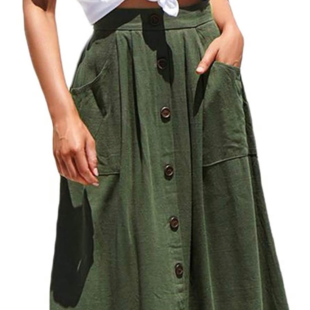 Button down midi skirt